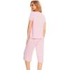 LazyCozy Womens Pajama Sets Viscose from Bamboo Pj Set Short Sleeve Top with Capri Pants Sleepwear 2 Piece Lounge Set(C – Pink)