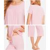 LazyCozy Womens Pajama Sets Viscose from Bamboo Pj Set Short Sleeve Top with Capri Pants Sleepwear 2 Piece Lounge Set(C – Pink)