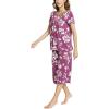 LazyCozy Womens Pajama Sets Viscose from Bamboo Pj Set Short Sleeve Top with Capri Pants Sleepwear 2 Piece Lounge Set(C – Purple)