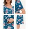 LazyCozy Womens Pajama Sets Viscose from Bamboo Pj Set Short Sleeve Top with Capri Pants Sleepwear 2 Piece Lounge Set(C – Teal Blue Flowers)