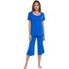 LazyCozy Womens Pajama Sets Viscose from Bamboo Pj Set Short Sleeve Top with Capri Pants Sleepwear 2 Piece Lounge Set(Capri)