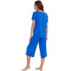 LazyCozy Womens Pajama Sets Viscose from Bamboo Pj Set Short Sleeve Top with Capri Pants Sleepwear 2 Piece Lounge Set(Capri)