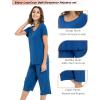 LazyCozy Womens Pajama Sets Viscose from Bamboo Pj Set Short Sleeve Top with Capri Pants Sleepwear 2 Piece Lounge Set(Capri)