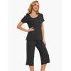 LazyCozy Womens Pajama Sets Viscose from Bamboo Pj Set Short Sleeve Top with Capri Pants Sleepwear 2 Piece Lounge Set(Dark Heather Grey)