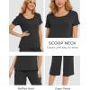 LazyCozy Womens Pajama Sets Viscose from Bamboo Pj Set Short Sleeve Top with Capri Pants Sleepwear 2 Piece Lounge Set(Dark Heather Grey)