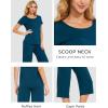LazyCozy Womens Pajama Sets Viscose from Bamboo Pj Set Short Sleeve Top with Capri Pants Sleepwear 2 Piece Lounge Set(Ink Blue)