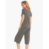 LazyCozy Womens Pajama Sets Viscose from Bamboo Pj Set Short Sleeve Top with Capri Pants Sleepwear 2 Piece Lounge Set(Iron Grey)