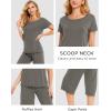 LazyCozy Womens Pajama Sets Viscose from Bamboo Pj Set Short Sleeve Top with Capri Pants Sleepwear 2 Piece Lounge Set(Iron Grey)