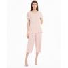 LazyCozy Womens Pajama Sets Viscose from Bamboo Pj Set Short Sleeve Top with Capri Pants Sleepwear 2 Piece Lounge Set(Pink Leopard)