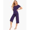 LazyCozy Womens Pajama Sets Viscose from Bamboo Pj Set Short Sleeve Top with Capri Pants Sleepwear 2 Piece Lounge Set(Purple2)
