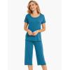 LazyCozy Womens Pajama Sets Viscose from Bamboo Pj Set Short Sleeve Top with Capri Pants Sleepwear 2 Piece Lounge Set(Teal Blue)