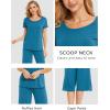 LazyCozy Womens Pajama Sets Viscose from Bamboo Pj Set Short Sleeve Top with Capri Pants Sleepwear 2 Piece Lounge Set(Teal Blue)