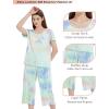 LazyCozy Womens Pajama Sets Viscose from Bamboo Pj Set Short Sleeve Top with Capri Pants Sleepwear 2 Piece Lounge Set(Tie-dyed)