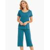 LazyCozy Womens Pajama Sets Viscose from Bamboo Pj Set Short Sleeve Top with Capri Pants Sleepwear 2 Piece Lounge Set(Turquoise)