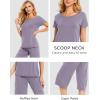 LazyCozy Womens Pajama Sets Viscose from Bamboo Pj Set Short Sleeve Top with Capri Pants Sleepwear 2 Piece Lounge Set(Violet)
