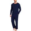 GYS Bamboo Viscose Men’s Pajama Sets 2 Piece Long Sleeve Sleep Set with Pockets(Navy)