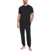 GYS Bamboo Viscose Men’s Pajama Sets Short Sleeve Solid Color Soft Lounge Set(Black)