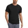 GYS Men’s Short Sleeve Shirts Soft Bamboo-derived Viscose Casual Crew Neck Pajama Top(Black)