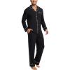 GYS Premium Bamboo Viscose Men’s Pajamas Set Long Sleeve Button Down 2 Pieces Sleepwear Sets(Black)