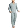 GYS Premium Bamboo Viscose Men’s Pajamas Set Long Sleeve Button Down 2 Pieces Sleepwear Sets(Light Greyish Green)