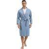 GYS Premium Men’s Robe Bamboo Viscose Knee Length Soft Comfy Bathrobe(Grayish Blue)