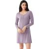GYS Premium Women’s Nightgowns Bamboo Viscose Breathable and Stylish Long Sleeve Sleep Dress for All-day Comfort(Violet)