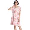 GYS Women’s Nightgowns Bamboo Viscose Soft Comfy Short Sleeve V Neck Sleep Dress(Peony)