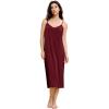 GYS Women’s Nightgowns Bamboo Viscose V Neck Adjustable Spaghetti Straps Sleeveless Sleep Dress(Wine Red)