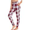 GYS Women’s Pajama Pants – Viscose Made from Bamboo, Joggers Pants with Pockets Comfy Lounge Sleep Pants Pj Bottoms(White Red Plaid)