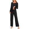 GYS Women’s Pajama Set Bamboo Viscose Cloud-Soft Long Sleeve Year-round Comfort Sleep Sets(Black)