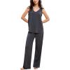 GYS Womens Pajama Set Bamboo Viscose Tank Top and Pants Soft 2 Piece Sleep Sets(Dark Heather Grey)