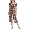 LazyCozy Womens Pajama Sets Viscose from Bamboo Pj Set Short Sleeve Top with Capri Pants Sleepwear 2 Piece Lounge Set(C – Coffee)