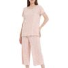 LazyCozy Womens Pajama Sets Viscose from Bamboo Pj Set Short Sleeve Top with Capri Pants Sleepwear 2 Piece Lounge Set(Pink Leopard)