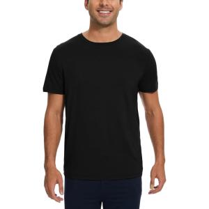 GYS Bamboo-derived Viscose Men’s Pajama Tops Summer Short Sleeve Basic Sleep Shirt(Black)