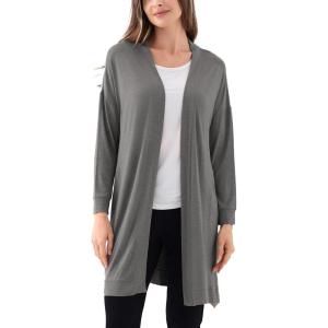 GYS Open Front Cardigan for Women, Bamboo Viscose Lightweight Womens Cardigan with Pocketes, Long Sleeve Casual Relaxed Coat(Dark Heather Grey)