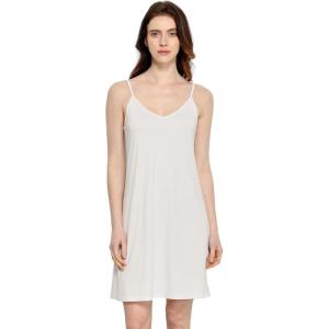 GYS Premium Bamboo Viscose Women’s Full Slips Nightgown Soft and Lightweight Spaghetti Strap Sleep Dress(White)
