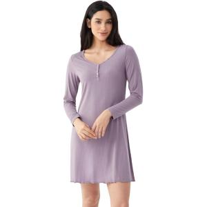 GYS Premium Women’s Nightgowns Bamboo Viscose Breathable and Stylish Long Sleeve Sleep Dress for All-day Comfort(Violet)