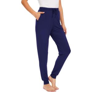 GYS Women’s Pajama Pants – Viscose Made from Bamboo, Joggers Pants with Pockets Comfy Lounge Sleep Pants Pj Bottoms(Deep Blue)