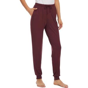 GYS Women’s Pajama Pants – Viscose Made from Bamboo, Joggers Pants with Pockets Comfy Lounge Sleep Pants Pj Bottoms(Ficus Red)