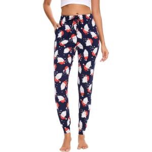 GYS Women’s Pajama Pants – Viscose Made from Bamboo, Joggers Pants with Pockets Comfy Lounge Sleep Pants Pj Bottoms(Santa Claus Navy)