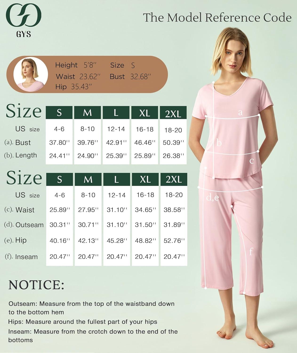imageGYS Bamboo Viscose Women Pajama Sets Short Sleeve Top and Capri Pants 2 Piece Casual Lounge SetsHeather Grey