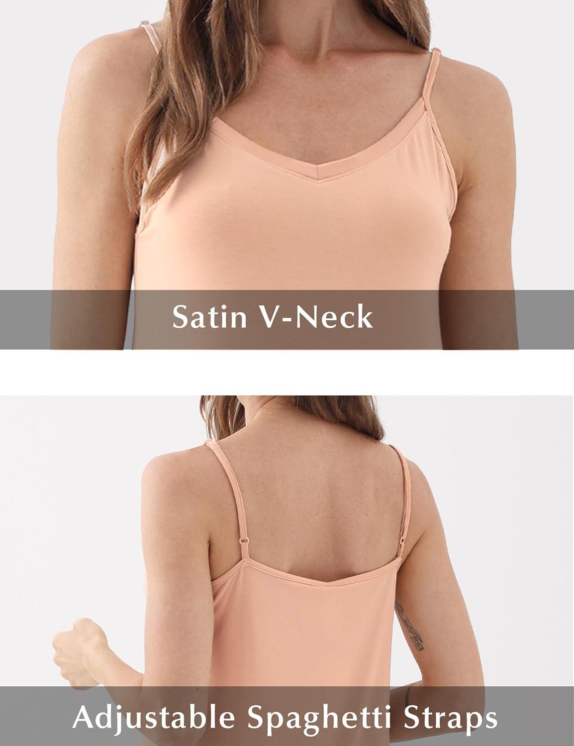 imageGYS Bamboo Viscose Womens Full Slips Adjustable Spaghetti Strap Soft Chemise NightgownsBeige