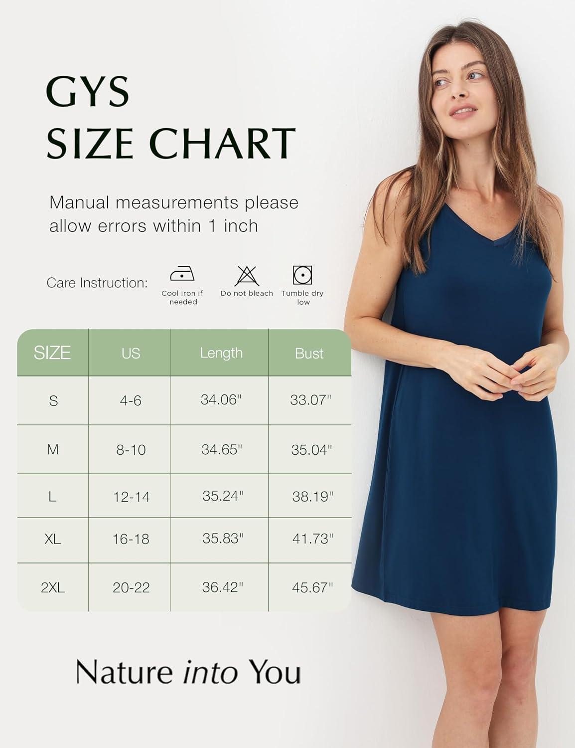 imageGYS Bamboo Viscose Womens Full Slips Adjustable Spaghetti Strap Soft Chemise NightgownsBlack