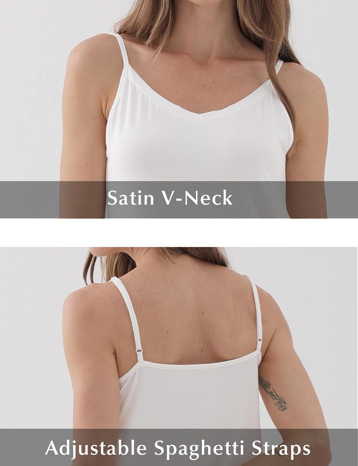 imageGYS Bamboo Viscose Womens Full Slips Adjustable Spaghetti Strap Soft Chemise NightgownsWhite