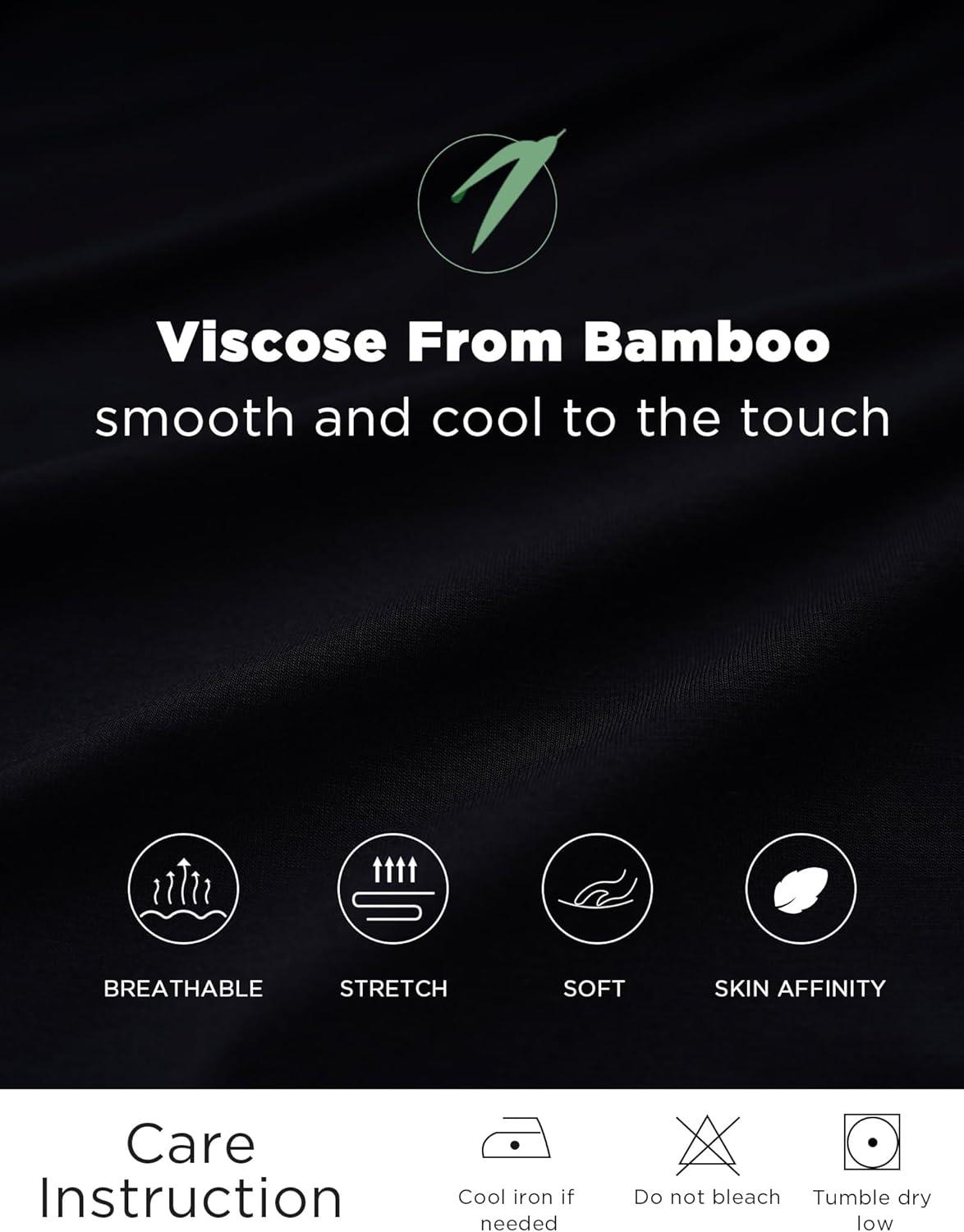 imageGYS Womens Bamboo Viscose Nightgowns Crewneck 34 Sleeve Sleepwear Comfy Night Shirt Sleep DressBlack