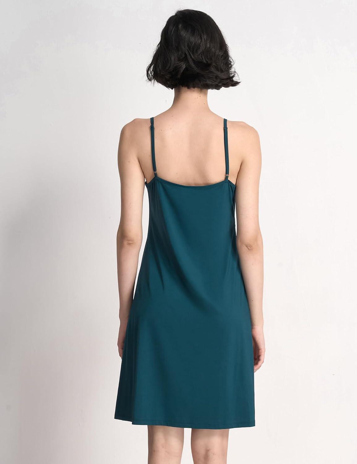 imageGYS Womens Full Slips Soft Bamboo Viscose Adjustable Spaghetti Straps Sleeveless NightgownsInk Blue