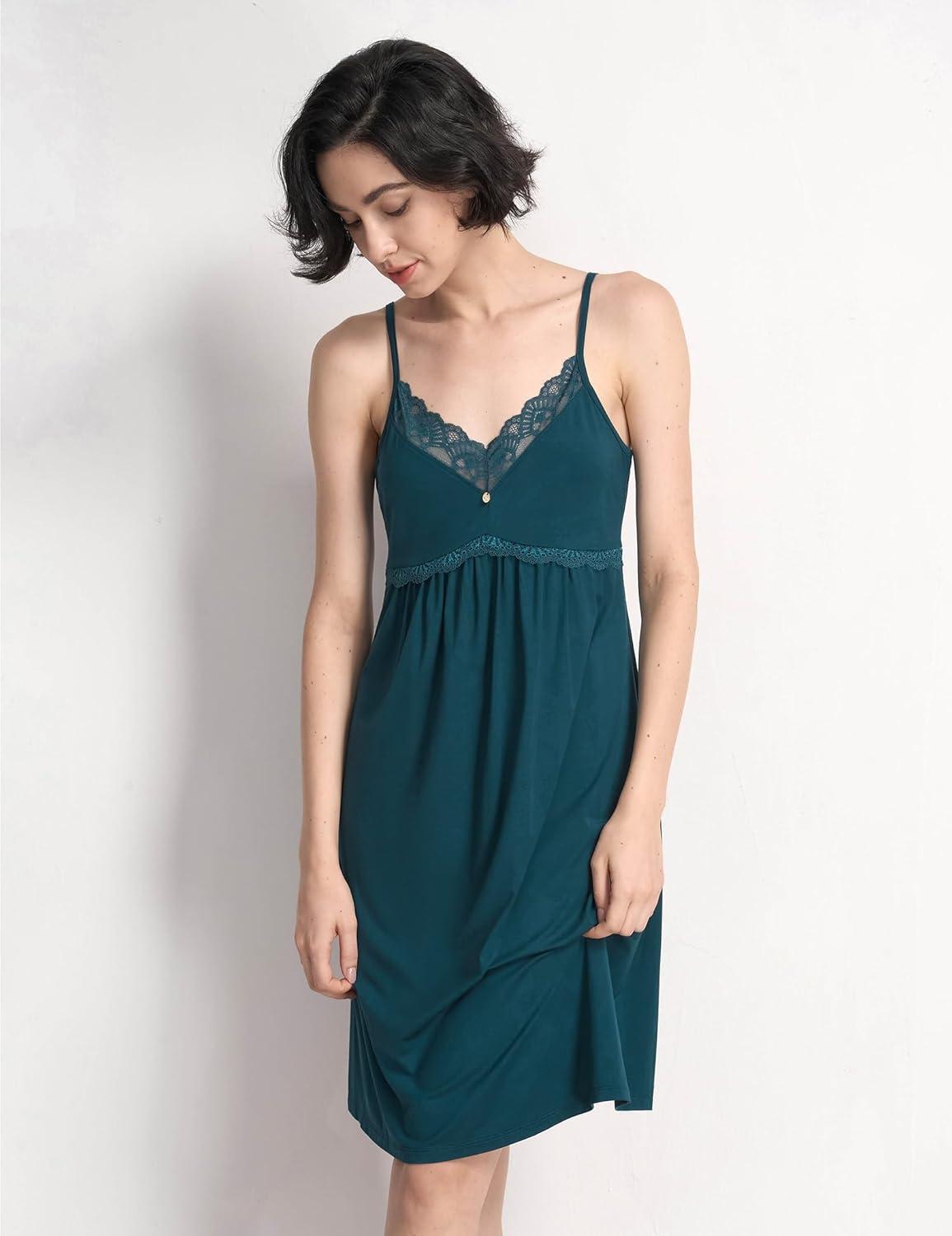 imageGYS Womens Full Slips Soft Bamboo Viscose Adjustable Spaghetti Straps Sleeveless NightgownsInk Blue