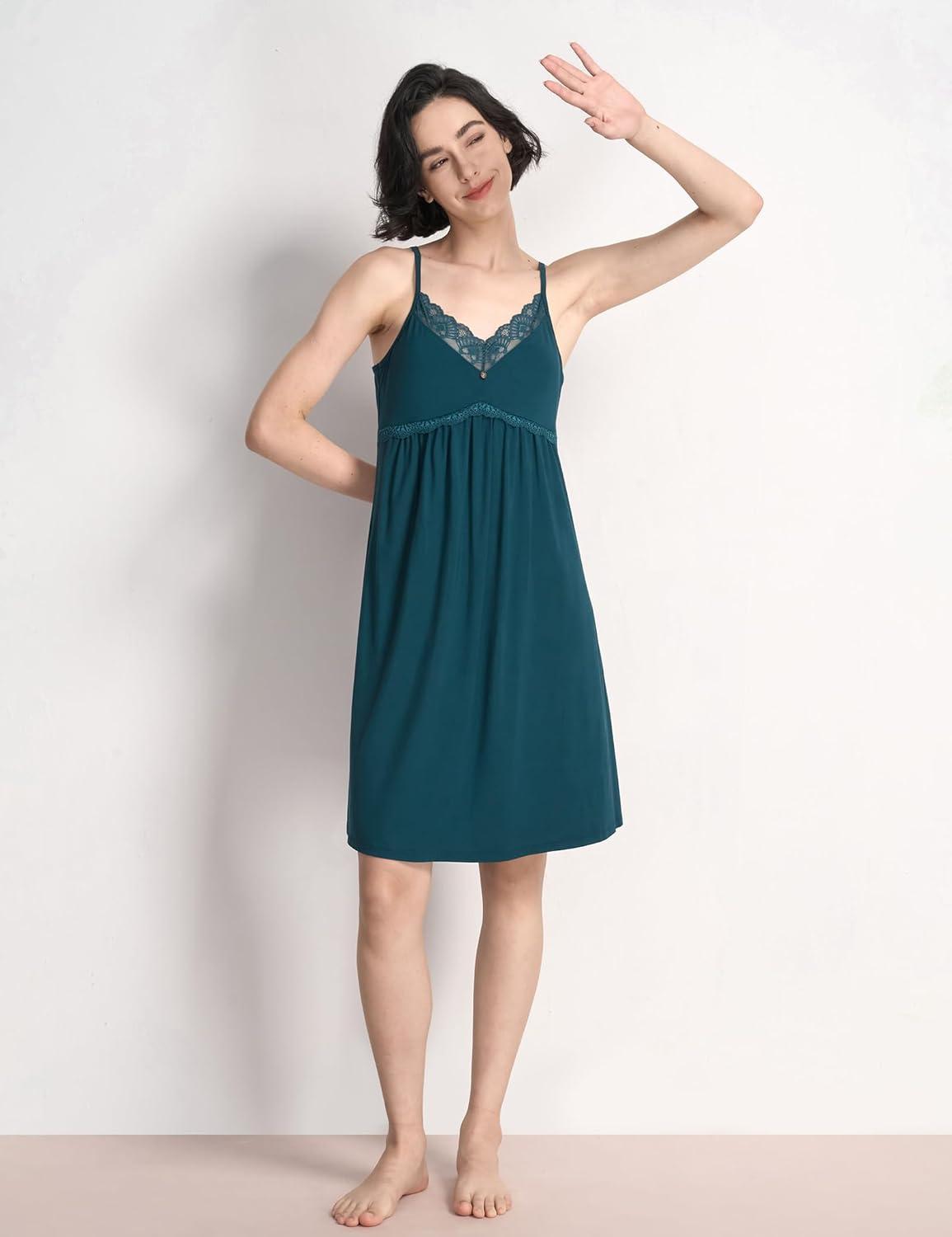 imageGYS Womens Full Slips Soft Bamboo Viscose Adjustable Spaghetti Straps Sleeveless NightgownsInk Blue