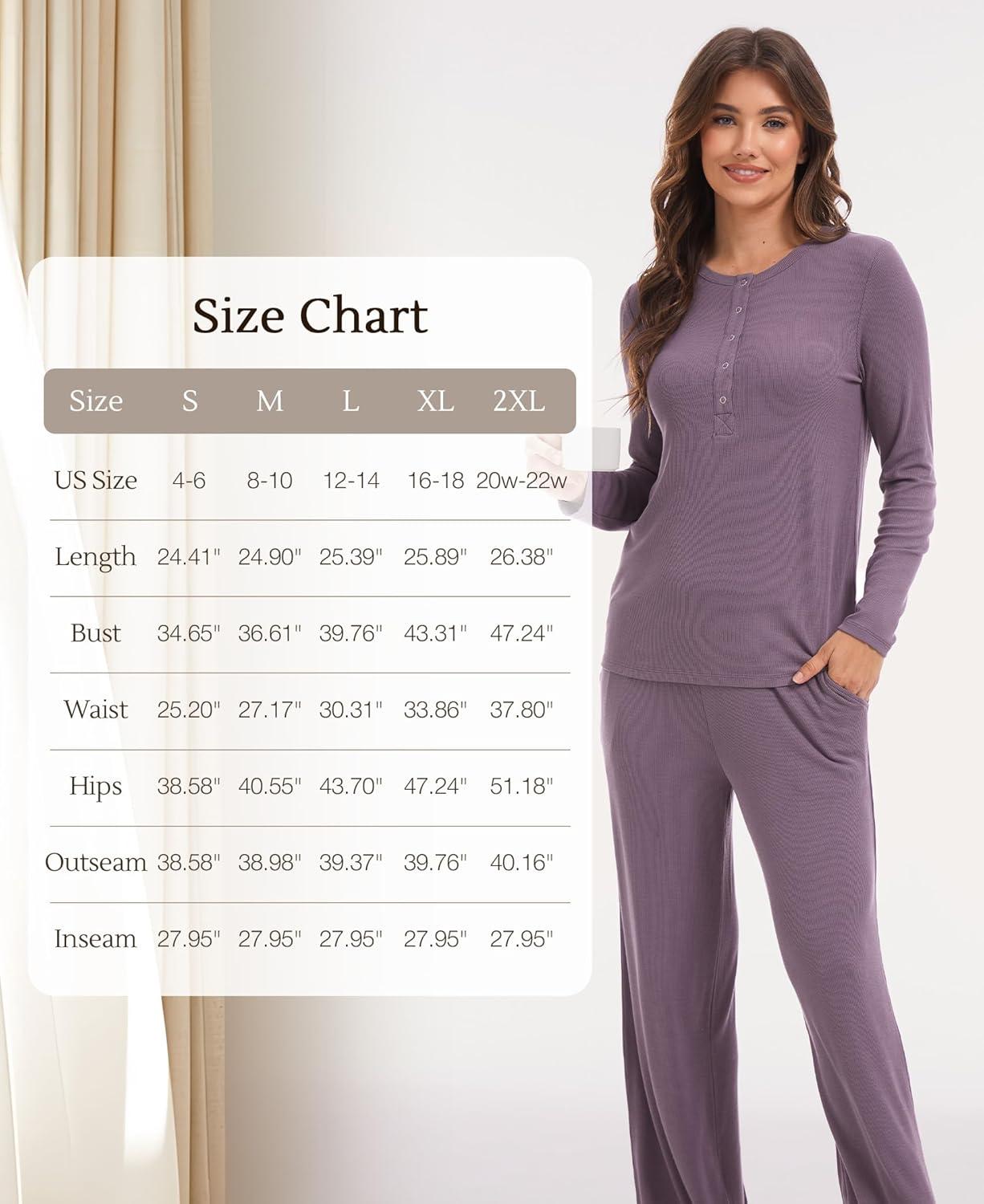 imageGYS Womens Long Sleeve Pajama Sets Soft Breathable Fabric NursingFriendly Buttons CoolTouch Bamboo ViscoseBlack