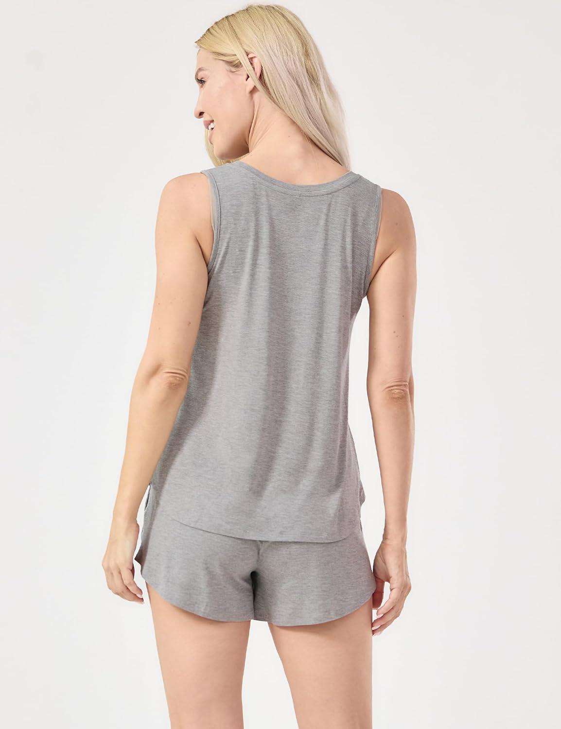 imageGYS Womens Pajama Sets Tank Top and Shorts 2Piece Sleeveless Sleep Set Viscose from BambooHeather Grey